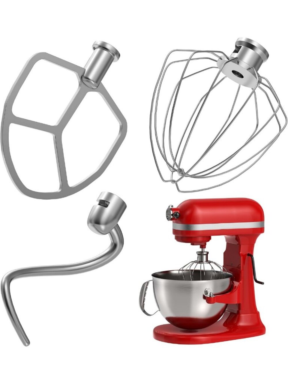 3-Piece Stainless Steel Mixer Accessory Kit for 5.5-6QT Stand Mixers - Beater